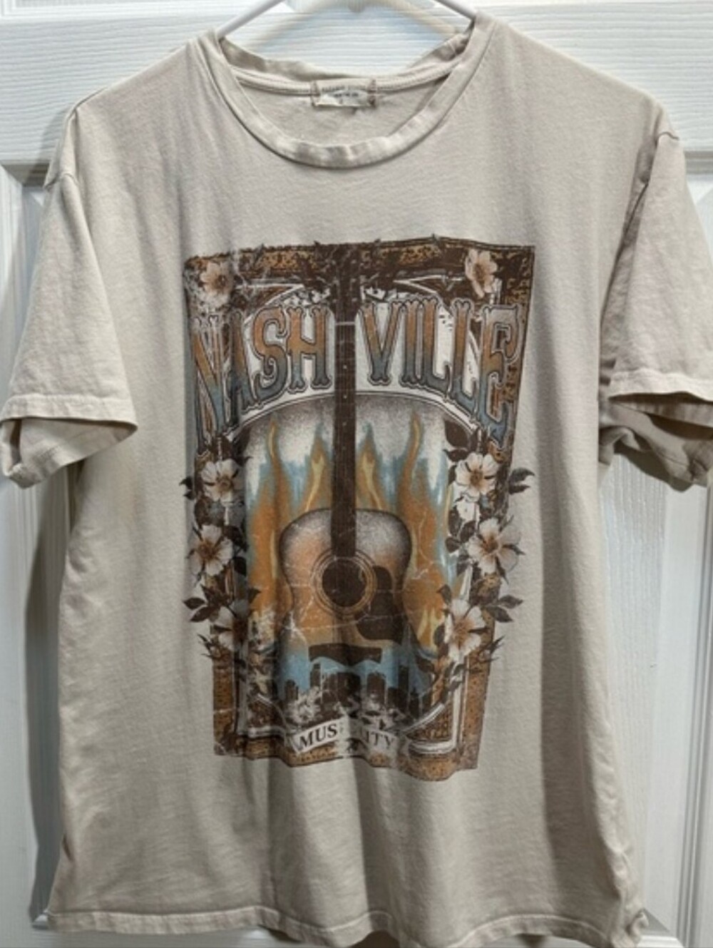Altar'd State Oversized Beige Nashville Guitar Graphic Tee